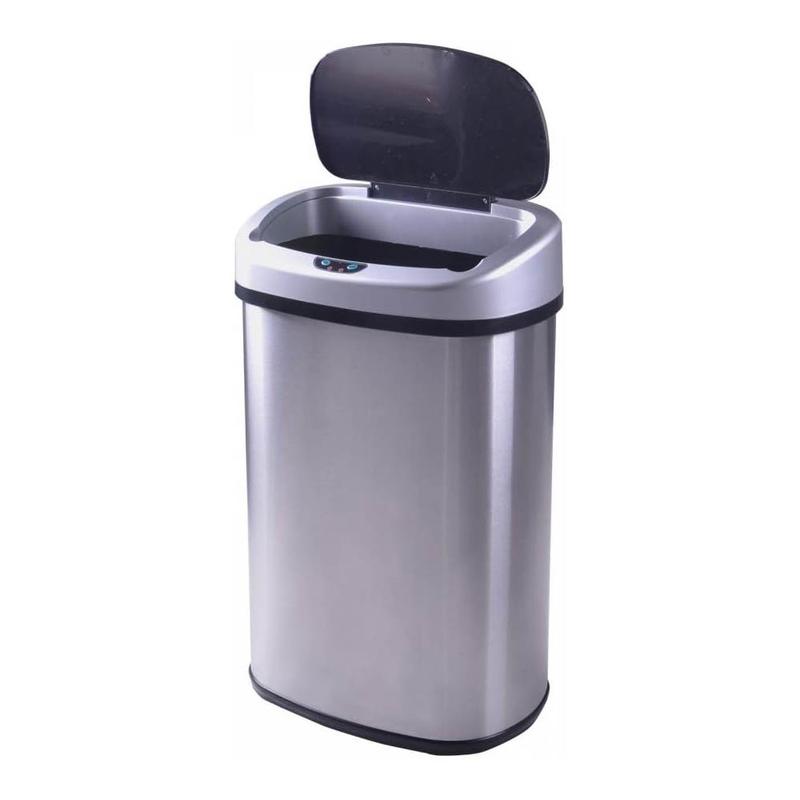 BonaNest Touch Free Stainless Steel 13 Gallon   50L Garbage Trash Bin for Kitchen Office Home