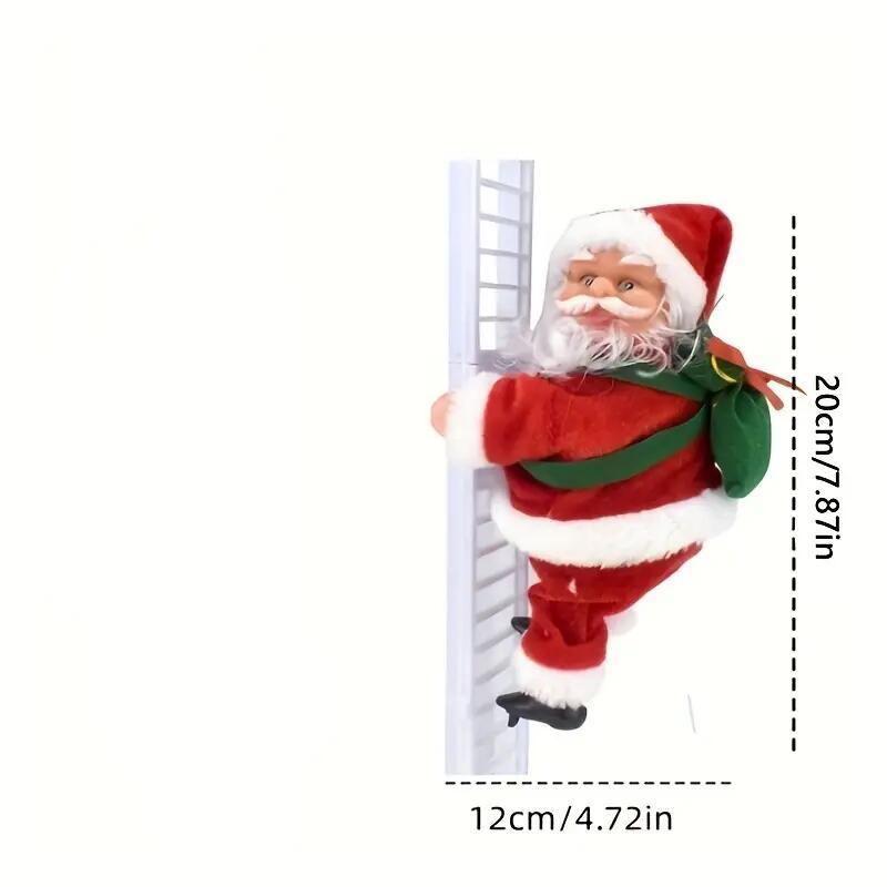 Electric Santa Claus Climbing Ladder Toy, 1 Count Santa Claus with Music & Gift Bag Power By Battery[excluded Battery], Holiday Party Home Door Wall Decoration Christmas Decoration