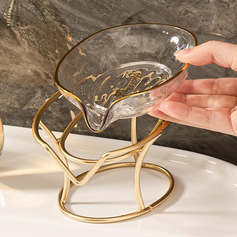 1 Count Clear Leaf Shaped Soap Dish Holder, Transparent Acrylic Soap Bar Holder, Bathroom Accessories