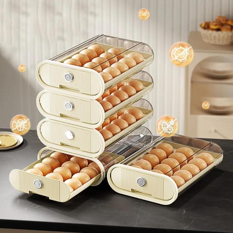 Refrigerator Drawer Type Egg Storage Box, 1 Count Plastic Fresh-keeping Egg Storage Box, Single Layer Egg Storage Container for Home Kitchen