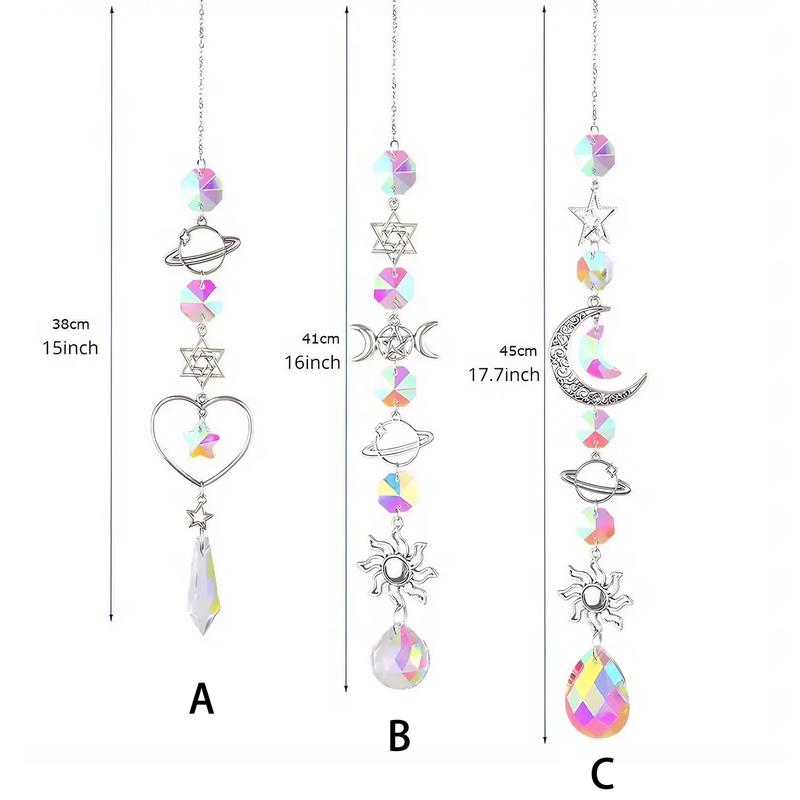 Crystal Sun Catcher, 1 Count Colorful Exquisite Moon & Sun Catcher, Hanging Decor for Home Garden Office Dormitory