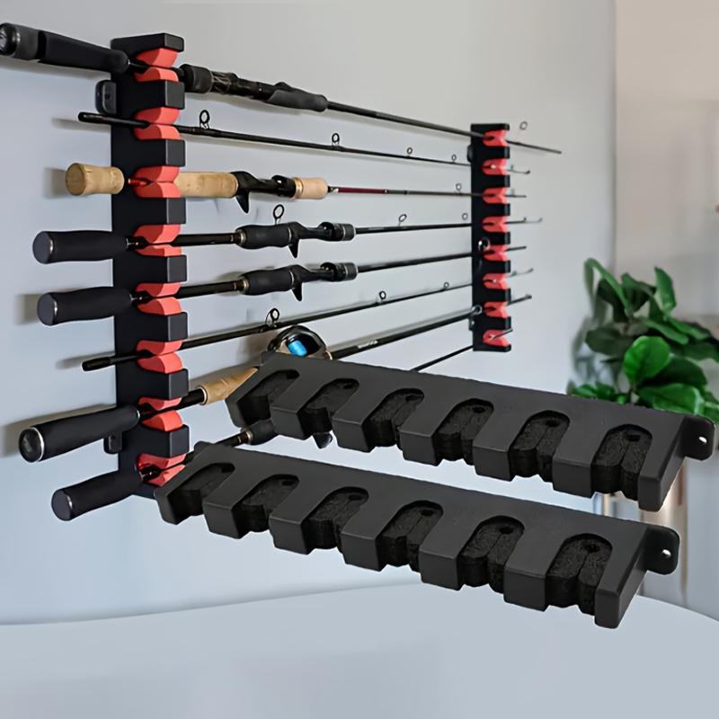 Wall Mounted Fishing Rod Holder, 1 Set Horizontal Wall Mounted Fishing Rod Display Rack, Fishing Rod Storage Rack, Fishing Accessories, Fishing Equipment Gifts, Suitable for Men