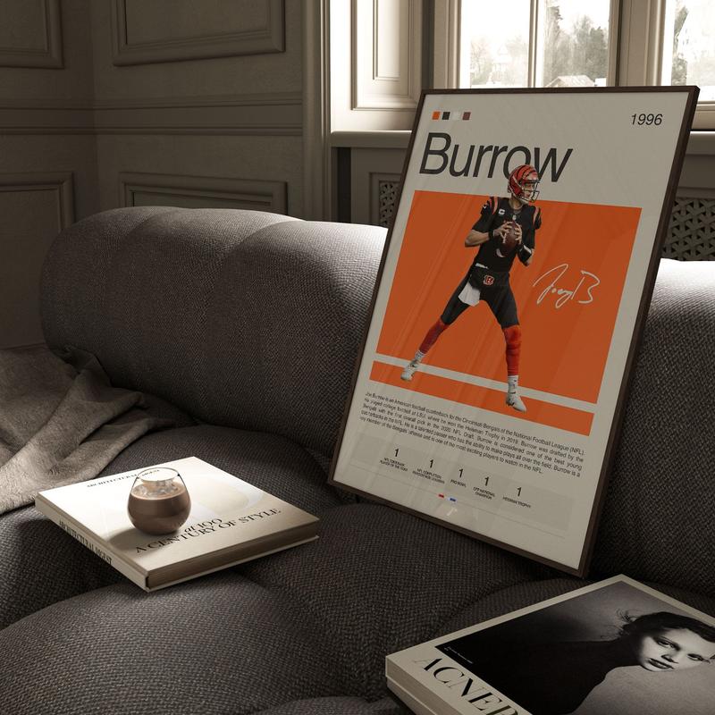 Burrow UNFRAMED Poster, Sports Poster, Football Poster Home Wall Hanging Decor