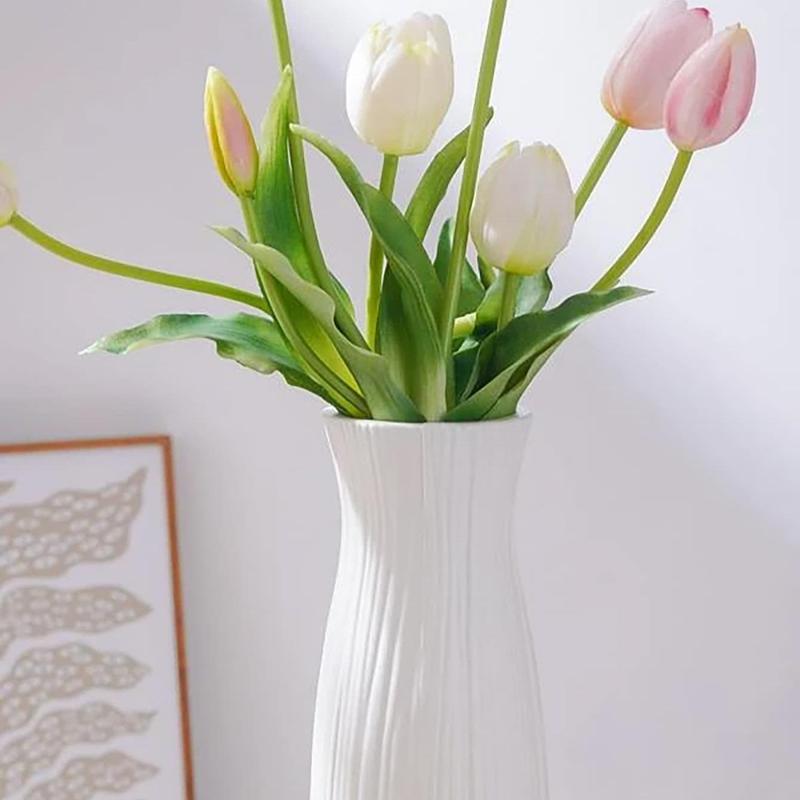 Simple Plastic Vase, Faux Ceramic Vase For Home Decoration Flower, Arrangement Supplies for Decor, Gift for Mom, Spring Decor 2024, Home Decor, Room Accessories