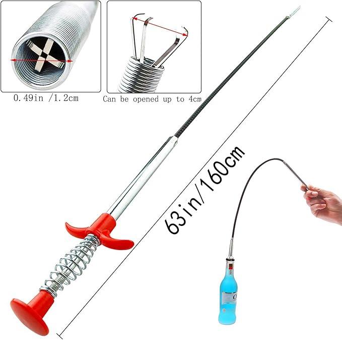 Drain Snake, Drain Clog Remover - Gutter Cleaning Tools Drain Cleaner for Toilet Sewer Shower Kitchen Bathroom Tub Clogged Drains Opener Cleaning Tool, Flexible Grabber Claw Pick Up Reacher