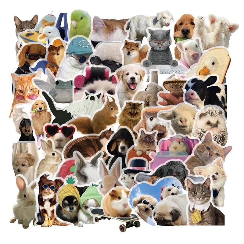 Animal Series Sticker, 50pcs set Waterproof Self Adhesive Decor Paper, Decor Sticker for Gift Greeting Card & Water Bottle & Laptop & Phone