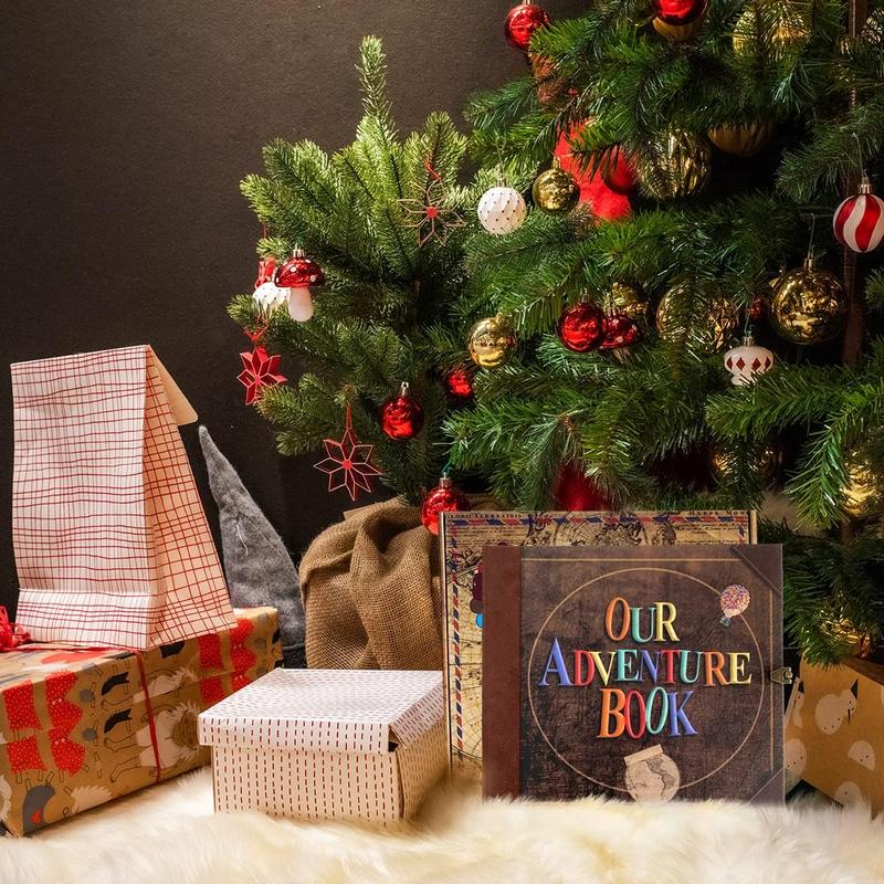 Christmas Our Adventure Book Travel Diary Themed Photo Book, 1 Set Retro Style Travel Souvenir, Christmas Wedding Gift photo album