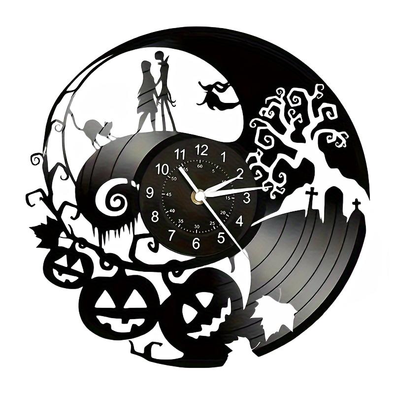 The Nightmare Before Christmas Vinyl Record Wall Clock LED Light Quartz Clock, Handmade Indoor Home Decor