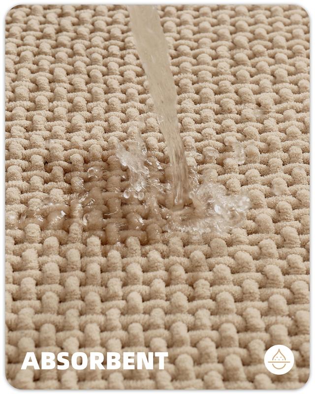 Color&Geometry Chenille Bathroom Rugs Fit Under Door,Non-slip Bath Rug -Absorbent, Flat, Anti-skid, Soft, Machine Washable, Quick Dry Indoor Bath Mats Shower Decor Microfiber