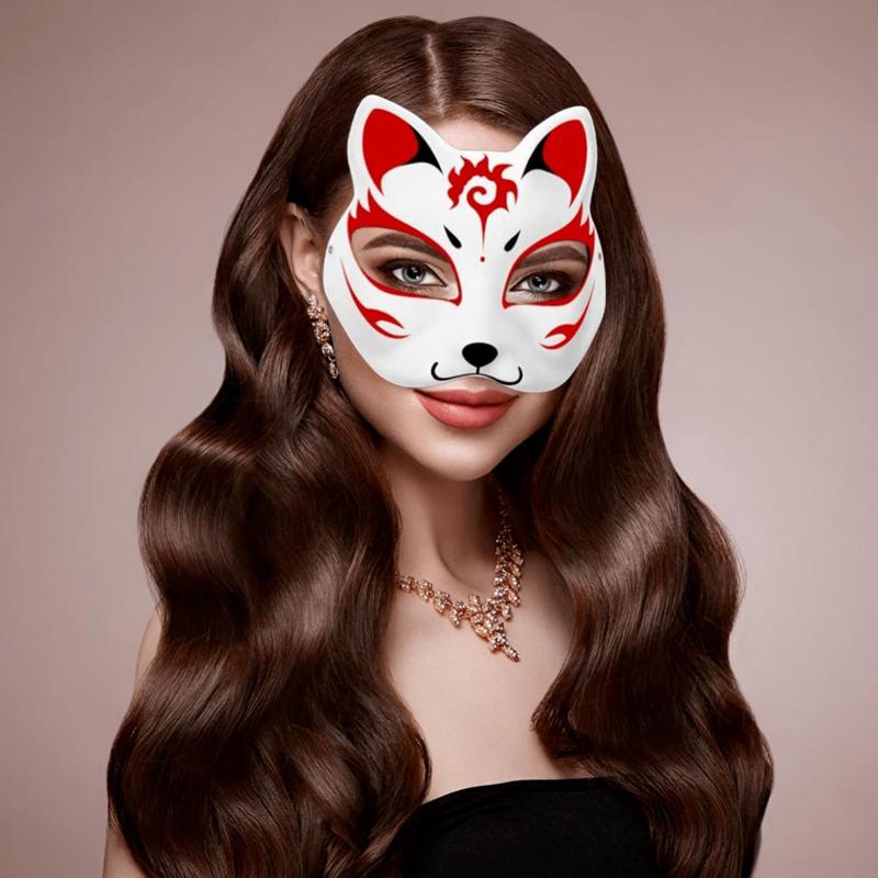 Cute Cat Design Mask, 6pcs Blank Mask for DIY, Hand Painted Personality Mask, Party Supplies for Role Playing Party, Festival, Cosplay, Cute Girly Accessories