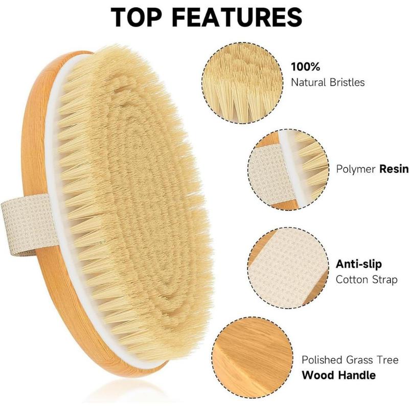 Dry Brushing Body Brush, Exfoliating Body Scrubbers, Natural Bristles for Dry Skin, Improve Circulation, Stop Ingrown Hairs, Reduce Acne and Cellulite-1 Pack(Creative Home) Accessories