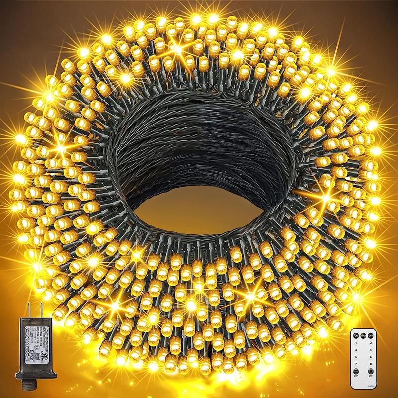 330FT 800 LED Christmas Lights & Remote Control Timer Waterproof Outdoor Xmas Tree Lights for Yard Tree Wedding Party Holiday Decorations, Warm White