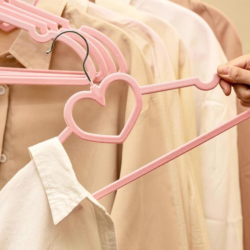 Heart Design Coat Clothes Hanger, 10pcs set Non-slip Clothes Hanger, Household Storage Organizer for Bedroom, Closet, Wardrobe