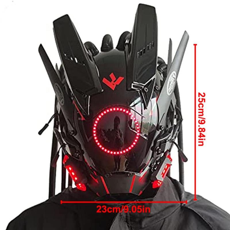 2024 Punk Style LED Light Up Hair Braid Mask, Battery Powered Cosplay Mask with LED Lights for Festive Party Graduation Cosplay, Mask Men Gifts (without Battery)