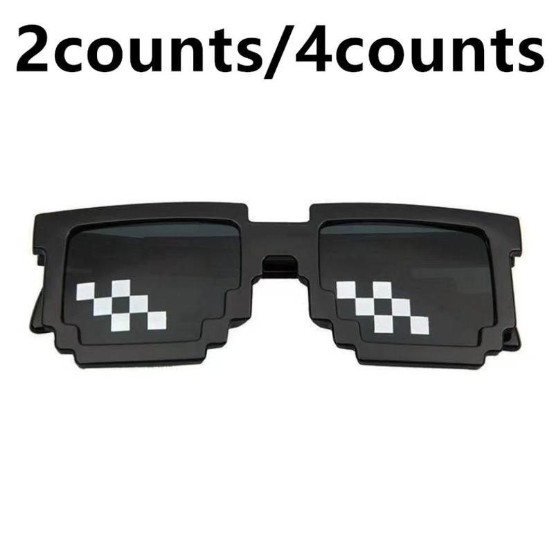 Mosaic Glasses, 2 4 Counts Personality Pixel Sunglasses, Party Dress Up Glasses, Party Decoration Supplies for Men & Women