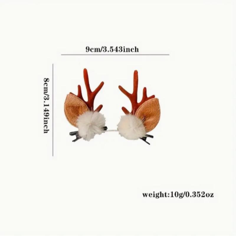 Christmas Cute Deer Antler Design Hair Hoop with Pom Pom, 1 Set Xmas Party Deer Hair Hoop, Party Clothing Supplies for Women & Girls