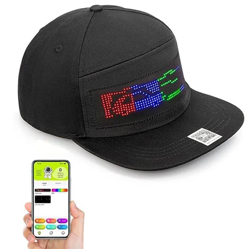 APP Control LED Cap, 1 Count DIY Editing Light Up Hat for Party, Club, LED Light Hat with Text, Music, Image, Drawing