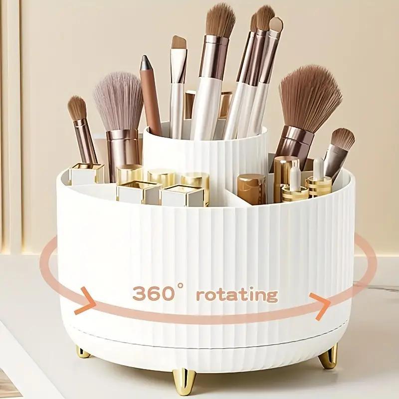 360 Degree Rotatable Makeup Brush Storage Box, Multi-functional Makeup Tool Holder, Durable Makeup Brush Storage Box for Bedroom Bathroom, Christmas Gift