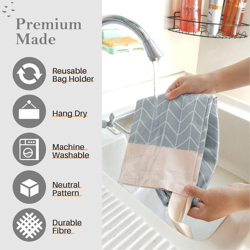 Plastic Bag Holder, Canvas Grocery Bag Holder Dispenser, Wall Mount Shopping Trash Bag Storage Organizer for Home Kitchen