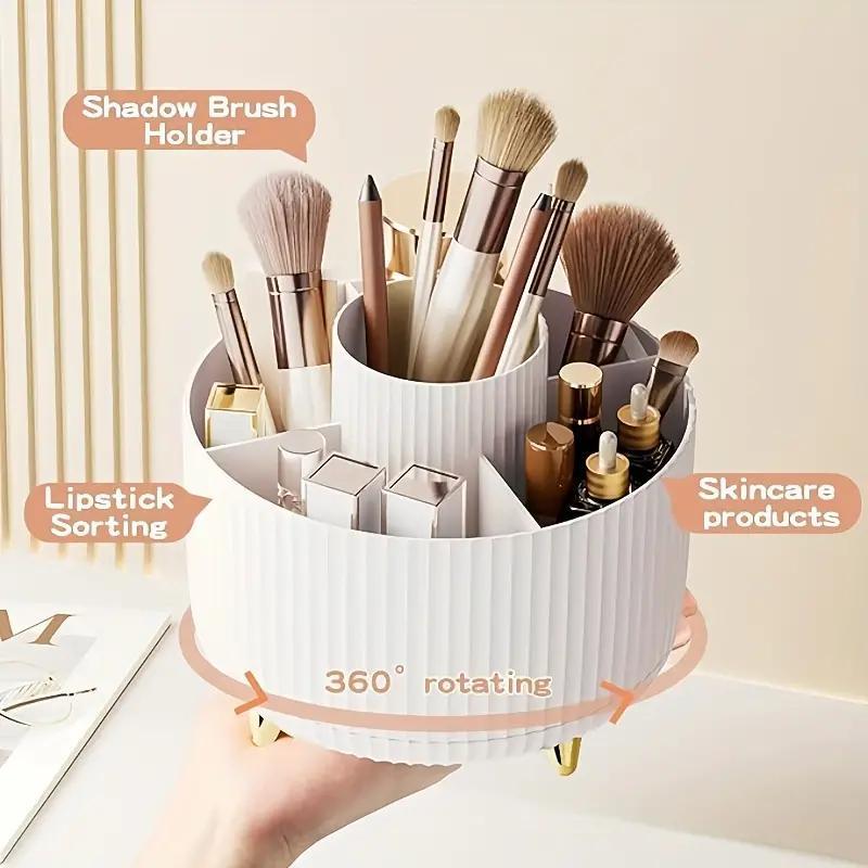 360 Degree Rotatable Makeup Brush Storage Box, Multi-functional Makeup Tool Holder, Durable Makeup Brush Storage Box for Bedroom Bathroom, Christmas Gift