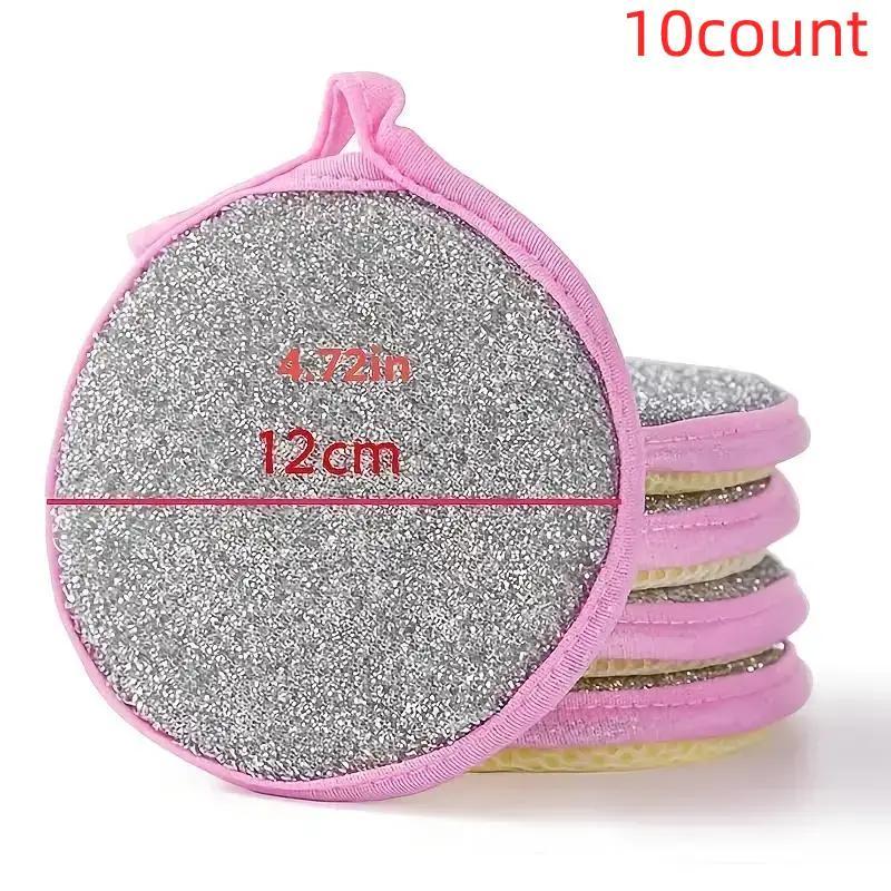 Random Color Double-sided Dishwashing Sponge, 10pcs Portable Durable Hanging Multifunctional Kitchen Cleaning Sponge, Household Cleaning Tool