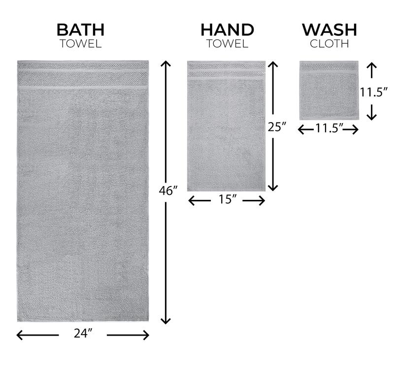 M.a.i.n.s.t.a.y.s. 10 Piece Bath Towel Set with Upgraded Softness & Durability, Gray or White Border Hand Cotton