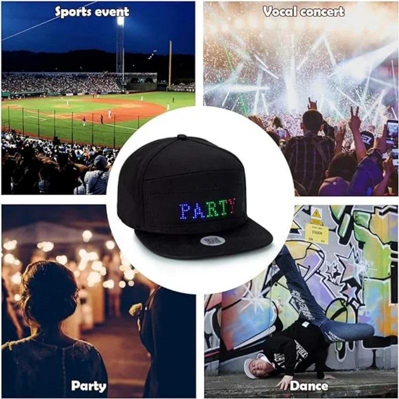 APP Control LED Cap, 1 Count DIY Editing Light Up Hat for Party, Club, LED Light Hat with Text, Music, Image, Drawing