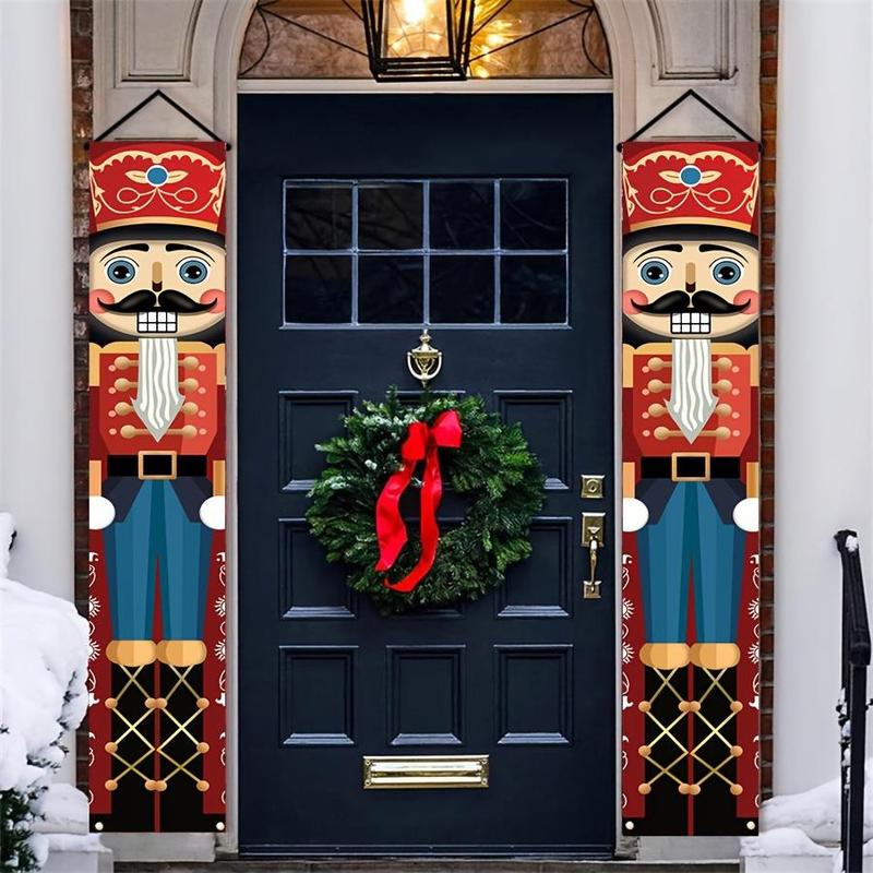 Nutcracker Design Door Banner, 2 Counts set Colorful Door Hanging Banner, Festive Backdrop for Home Office Entrance Decor