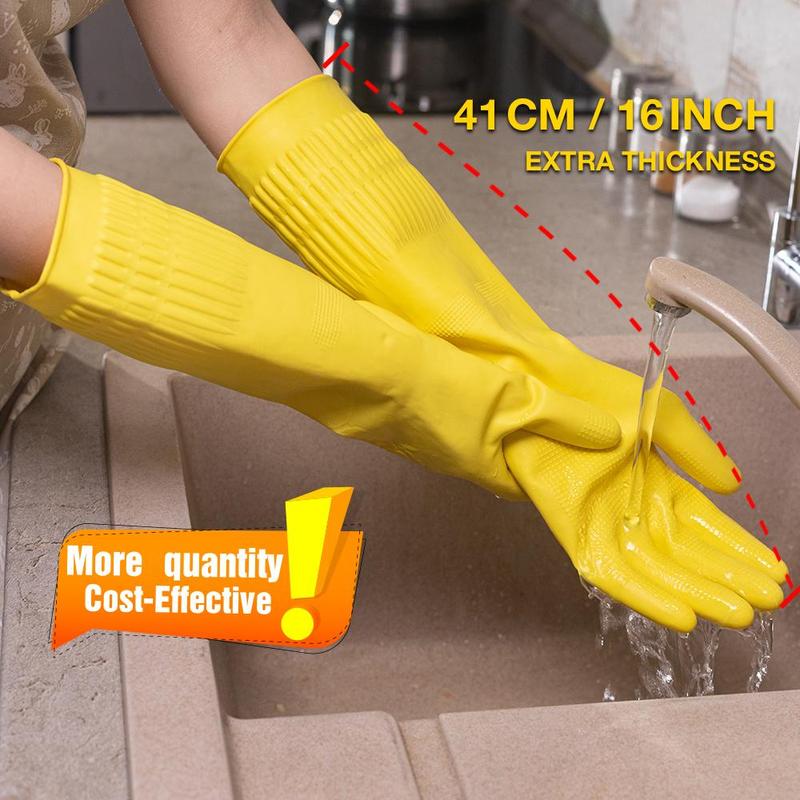 Latex Dishwashing Gloves, 2 4 10 Pairs Extended Non Slip Waterproof Cleaning Gloves, Household Cleaning Gadgets for Kitchen Garden