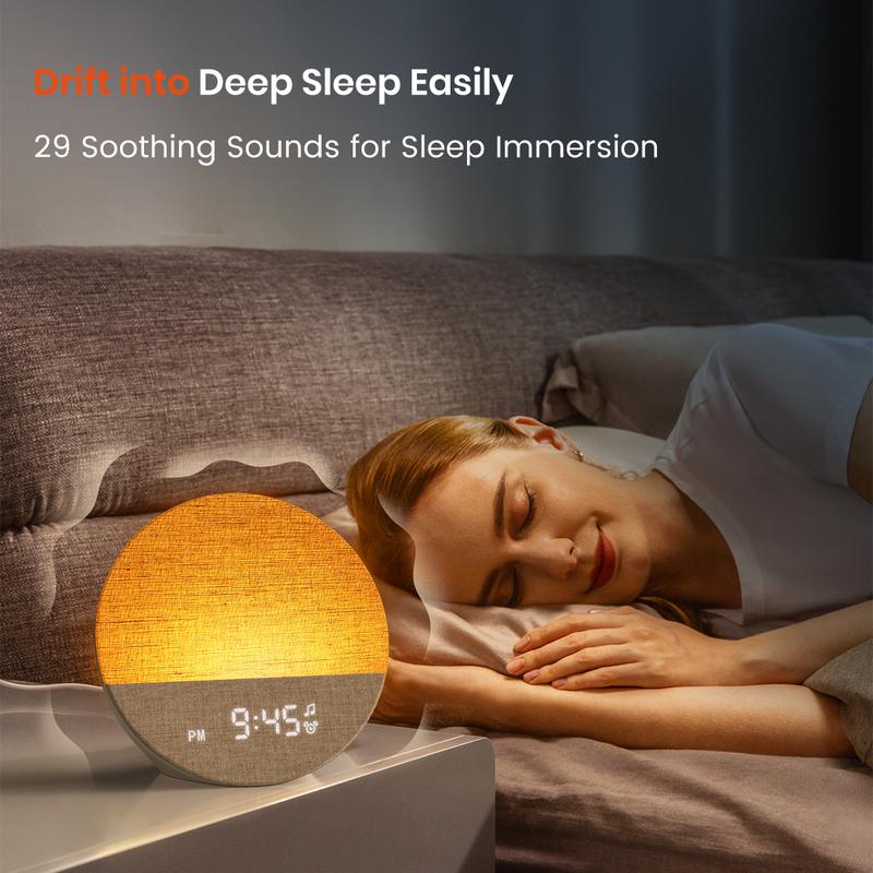 Sunrise Alarm Clock and Sound Machine Nightlight, Christmas Gift, Digital Dimmable Clock for Bedroom, 26 Sleep Sounds, White Noise Machine for Adults, Wake Up Light Alarm Clock Decor