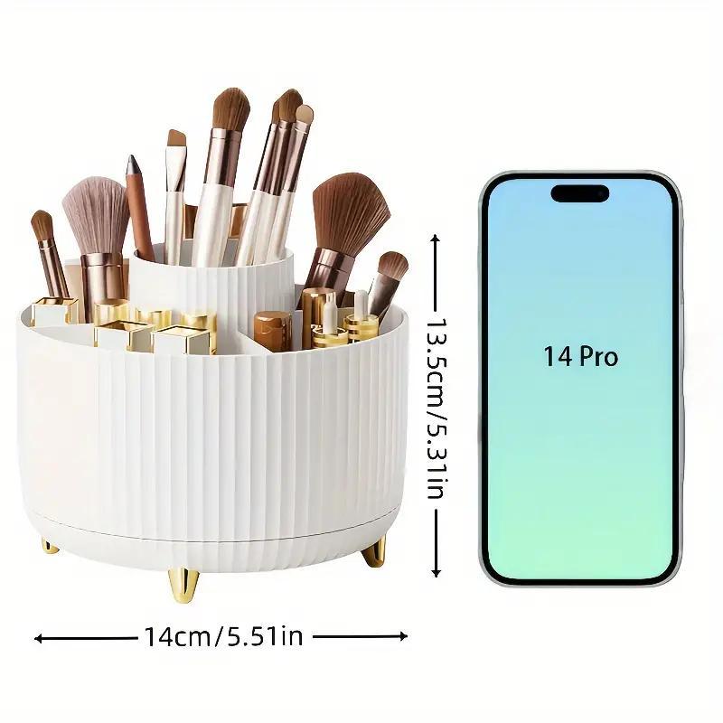 360 Degree Rotatable Makeup Brush Storage Box, Multi-functional Makeup Tool Holder, Durable Makeup Brush Storage Box for Bedroom Bathroom, Christmas Gift