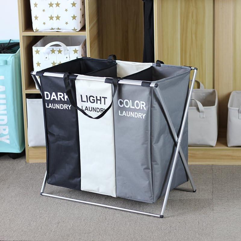 Large 3 Section  ,180L   Hamper, Tall Clothes Hamper with Handles for Clothes Toys in the Dorm & Family Closet Storage and Organizer,Thanksgiving, ChristmasGifts.     sorter  hamper large laundry section laundry double  hamper Large