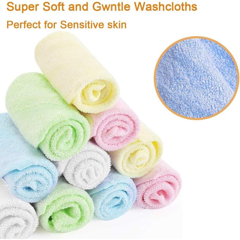 Multicolor Small Washcloths Set 10 Pack for Bath Hand Towel and Face Cloths or Bathroom-Kitchen Multi-Purpose Soft-Comfortable Absorbent Fingertip Towels 10'' x 10'' (10 Pack Multi)