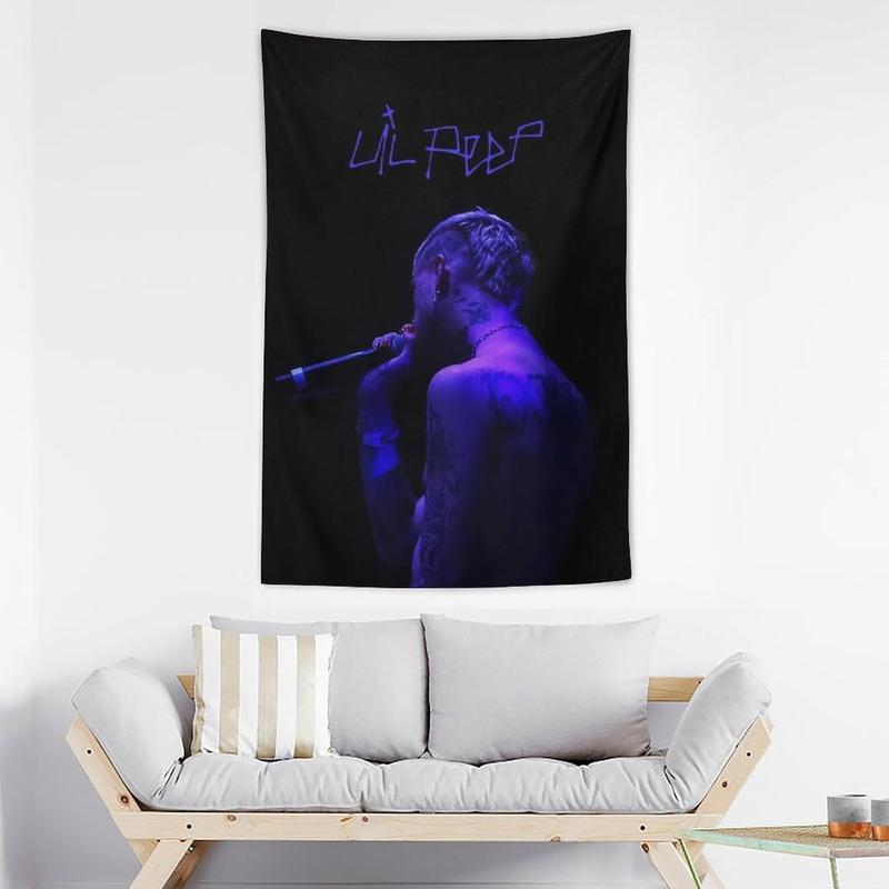 ALEEIK Singer Lil Tapestry Rapper Music Album Tapestries Art Home Wall Decor Hanging Poster Picture Print Living Room Bedroom Decorative (60 * 40 Inches)