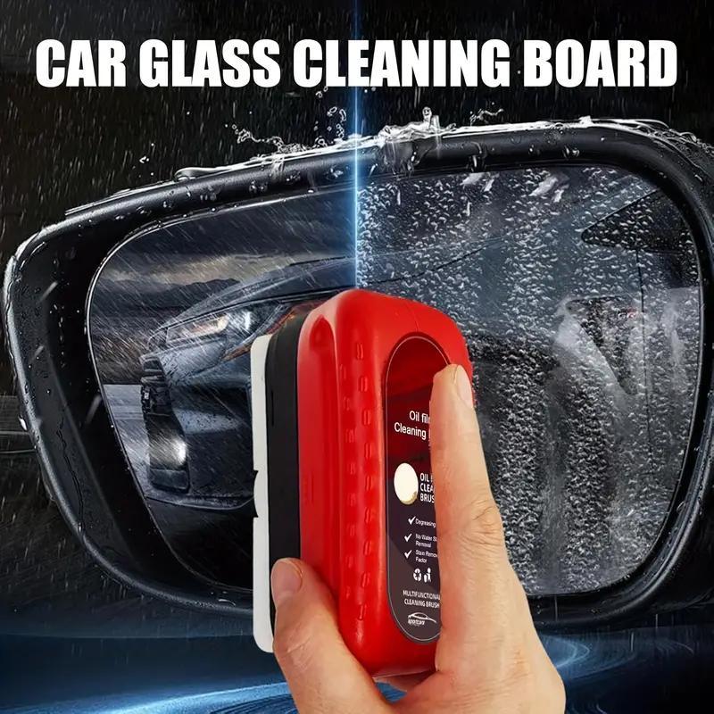 Car Glass Oil Film Cleaning Brush, Car Glass Cleaning Brush with Integrated Liquid Coating, Rainproof & Anti-fog Cleaning Brush for Car Windshield, Car Detailing & Car Cleaning Tool