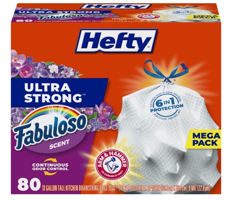 Ultra Strong Tall Kitchen Trash Bags, Fabuloso Scent, 13 Gallon, 80 Count