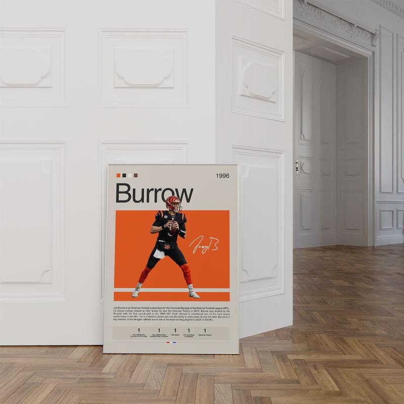 Burrow UNFRAMED Poster, Sports Poster, Football Poster Home Wall Hanging Decor