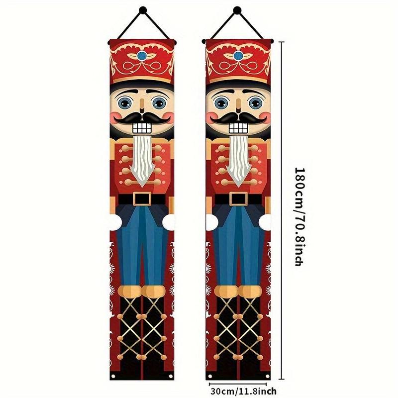 Nutcracker Design Door Banner, 2 Counts set Colorful Door Hanging Banner, Festive Backdrop for Home Office Entrance Decor