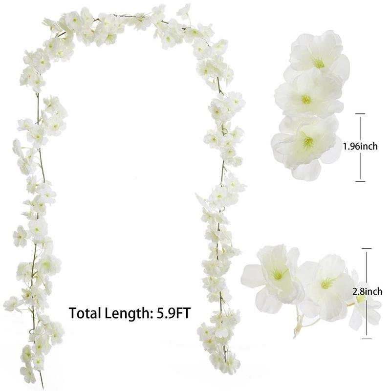 Artificial Flower Garland, 4 Counts set Romantic Faux Flower Vine,  Decorative Flowers for Home Party Wedding Garden