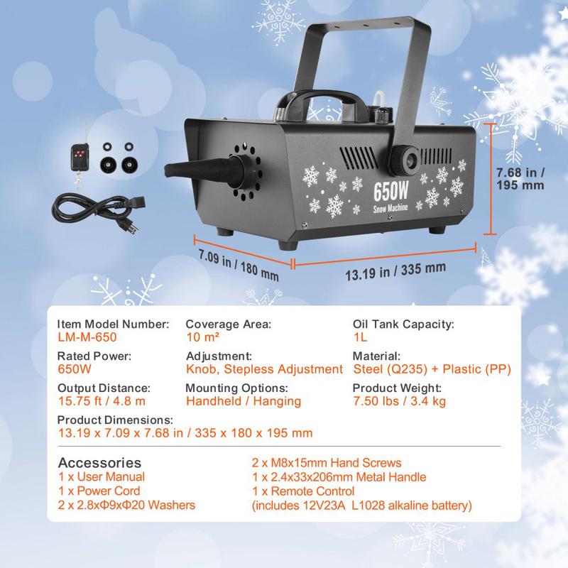 Snow Machine 650W Handheld Hanging Snow Making Machine for Holidays