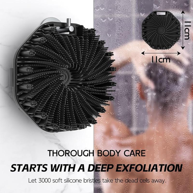 Silicone Body Scrubber – Exfoliating Shower Brush for Gentle Massage & Effective Cleansing (Black) Bath Accessory