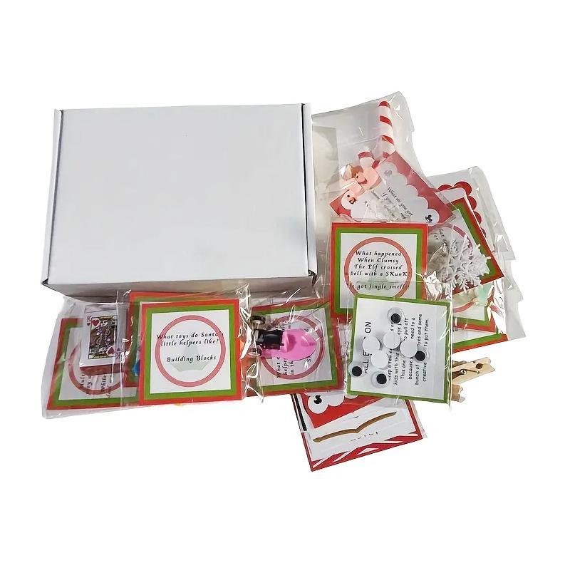 24 Days Of Elf Arrival Kit, 1 Box Christmas Countdown Kit with Jokes & Surprises, Festive Decor for Home Office