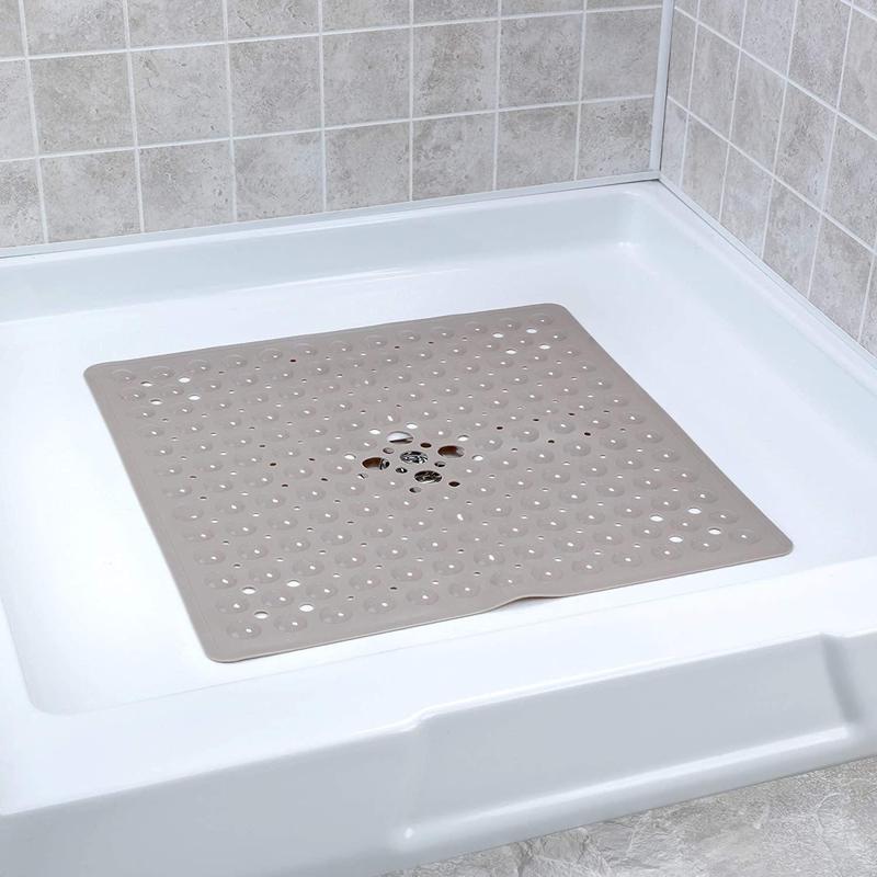 Shower Bathtub Mat, Non-slip Shower Mat, Soft Square Bath for Tub with Suction Cups and Drain Holes, Bathroom Accessories