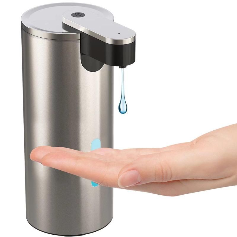 Automatic Soap Dispenser, 1 2 Counts Touchless Electric Sensor Hand Free Liquid Soap Dispenser with 3 Adjustable Volume Control for Kitchen Bathroom Countertop (Battery Powered, without Battery)