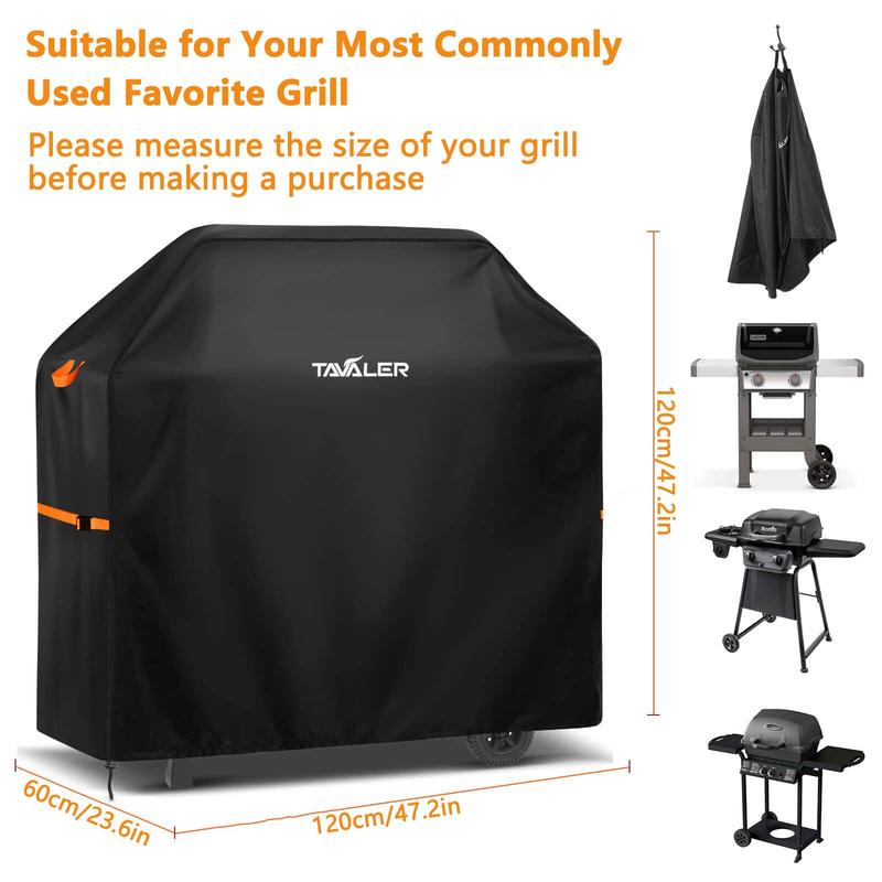 Outdoor Grill Cover, 1 Count Waterproof & Dustproof Grill Cover with Drawstring Closure, Grill Protector for Weber, Brinkmann, Char-Broil