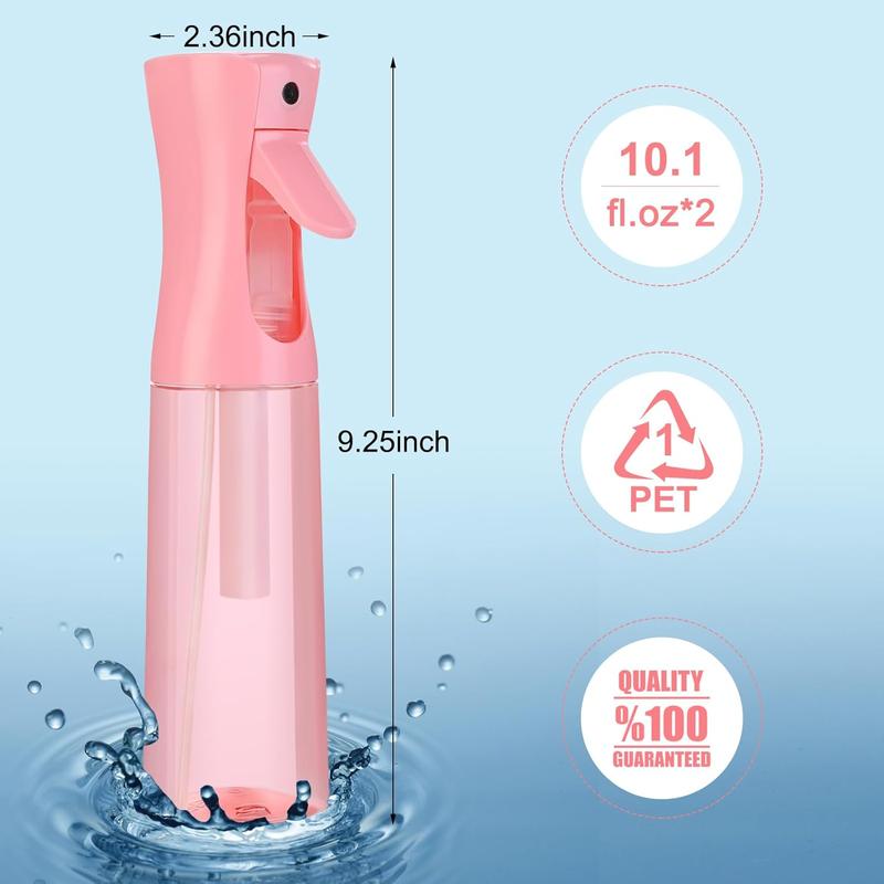 Spray Bottle for Hair (10.1oz 300ml) 2 Pack Pink Transparent Home Continuous Spray Bottle Empty Ultra Fine Water Mister Reusable Barber Supplies Spray Bottles For Cleaning Plants Curly Hair Etc Organiser Canister Tool Tool