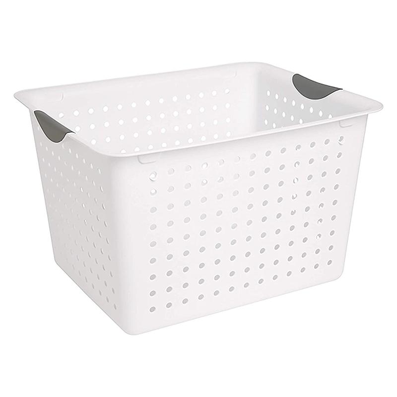 Sterilite Large Deep Durable Ultra Plastic Storage Basket Tote, White (6 Pack) Organiser Set