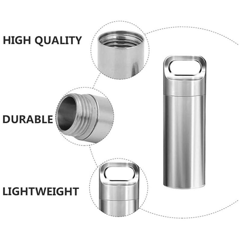 Mini Stainless Steel Medicine Storage Bottle, 1 Count Portable Mini Medicine Storage Box with Lid, Waterproof Medicine Storage Box, Home Organizer