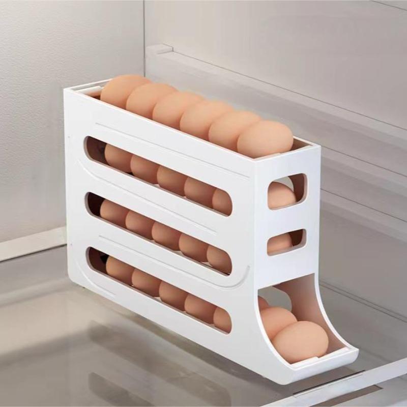 Refrigerator Egg Storage Box, 1 Count Space Saving Automatic Egg Rolling Rack Fridge Storage Boxes, Large Capacity Refrigerator Egg Holder for Home Kitchen Dormitory Dining Room, Kitchen Gadgets, Kitchen Accessories, Fall Decor