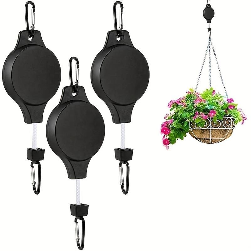 Pulley Retractable Hanger, Flowerpot Hanging Hook, Adjustable Height Hook for Hanging Plants, Heavy Duty Indoor Outdoor Plant Hanger, for Garden Flower Basket & Bird Feeder